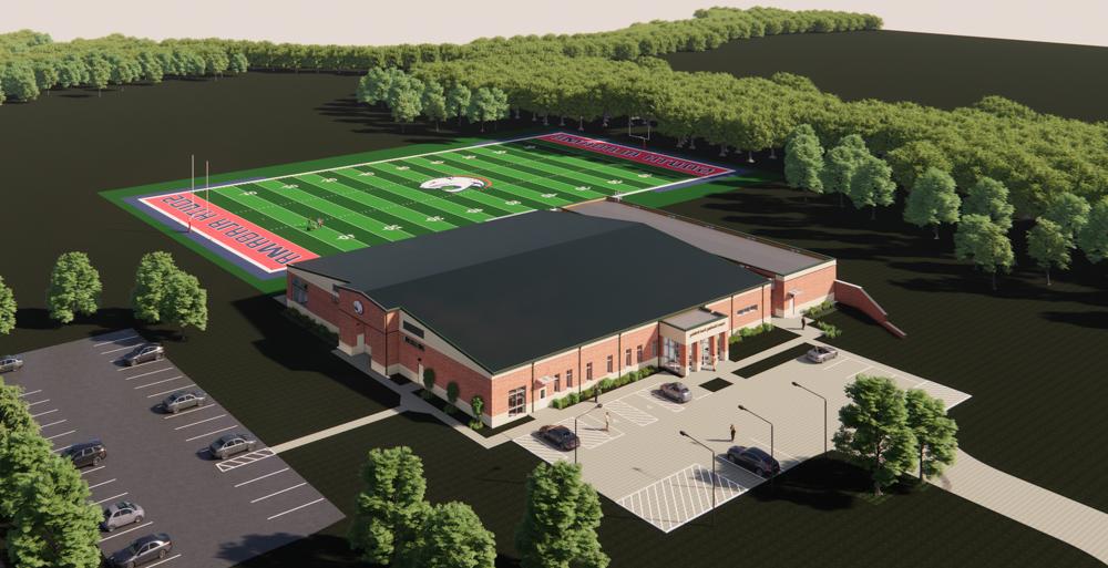 The new Jaguar Marching Band complex, 如下图所示, will be constructed on the south side of Hancock Whitney Stadium.